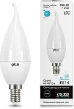 Лампа светодиодная Elementary 8Вт свеча на ветру 4100К нейтр. бел. E14 540лм GAUSS 34128