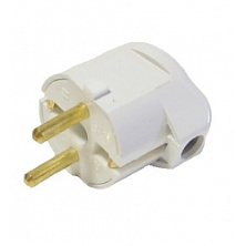 Вилка угловая с заземлением белая 16А 250В