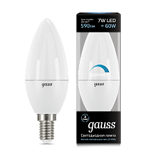 Лампа светодиодная E14- 7W-4100К Gauss LED Candle-dim