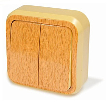 Выключатель открытой установки 2-клавишный А56-006 дуб greenel